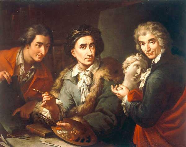 Maggiotto, Domenico Selfportrait with his two students Antonio Florian and Giuseppe Pedrini China oil painting art
